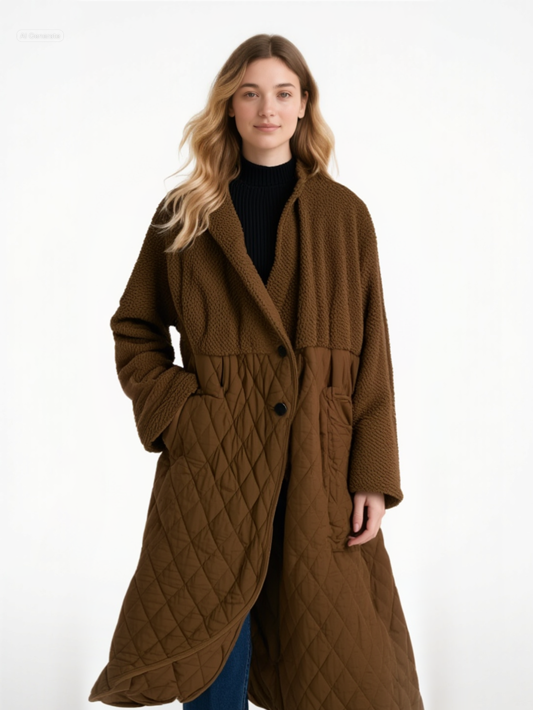 Παλτό «Ήρα» – Μακρύ Καπιτονέ Καφέ