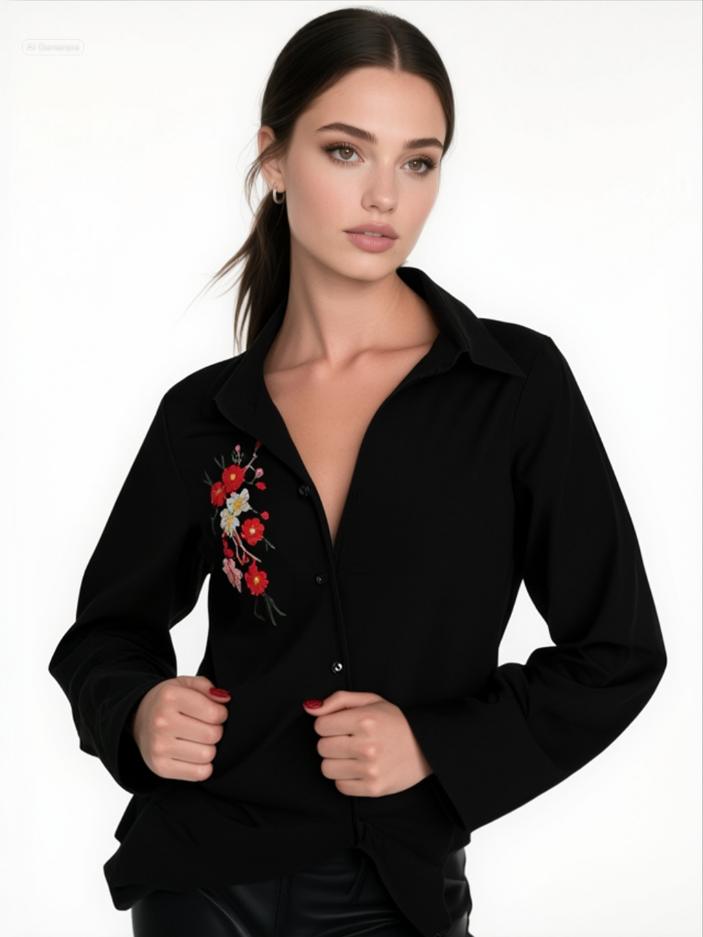 Πουκάμισο Μαύρο – Κεντητό