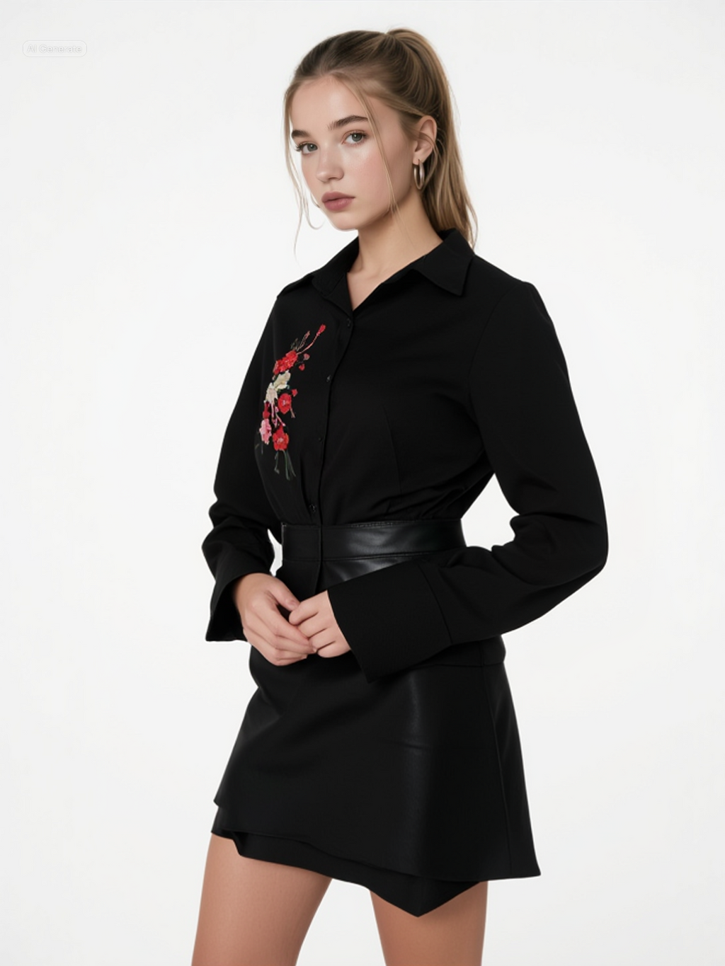 Πουκάμισο Μαύρο – Κεντητό