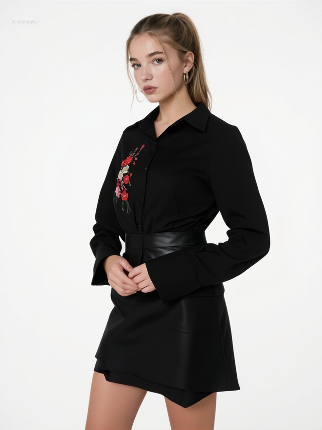 Πουκάμισο Μαύρο – Κεντητό