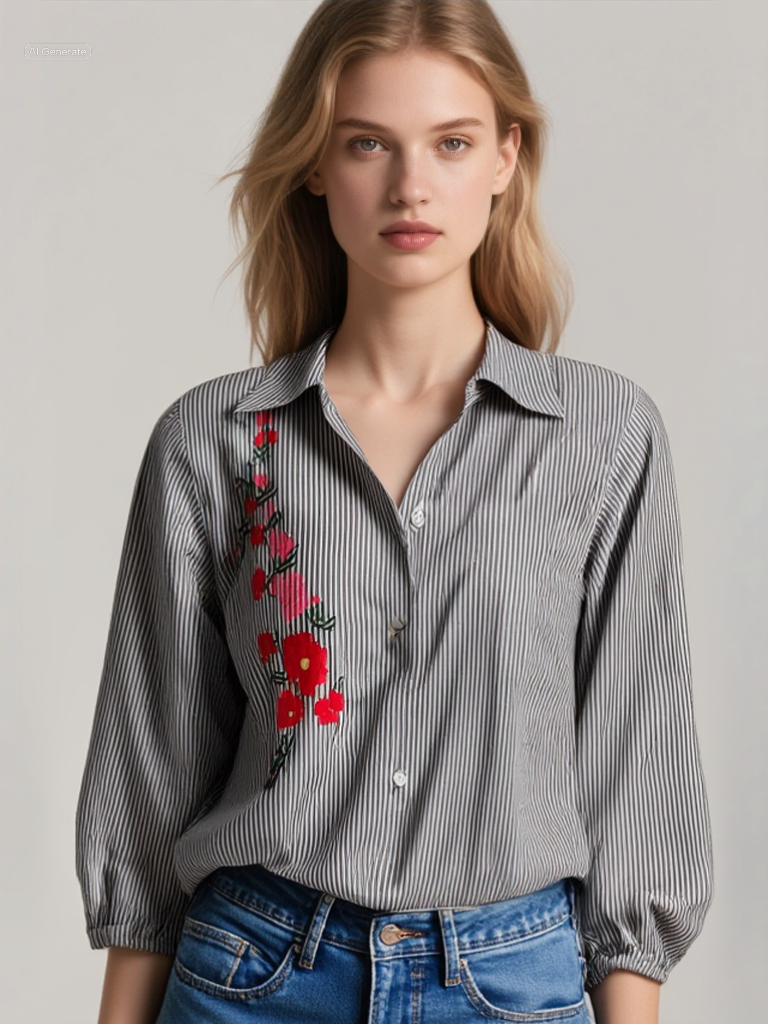 Πουκάμισο Αστέρι – Γκρι Ριγέ